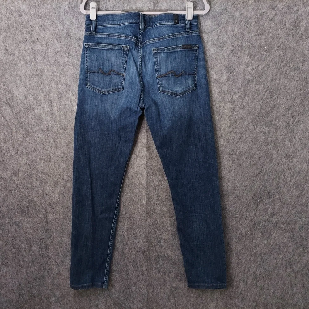 7 For All Mankind‎ Jeans Women 30 Blue Skinny Mid Rise Distressed Denim Stretch